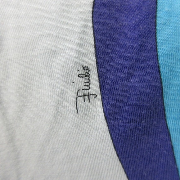 Emilio Pucci Firenze Top Shirt Women M * Blue Abstract V Neck Y2K Designer 142 - Picture 6 of 10